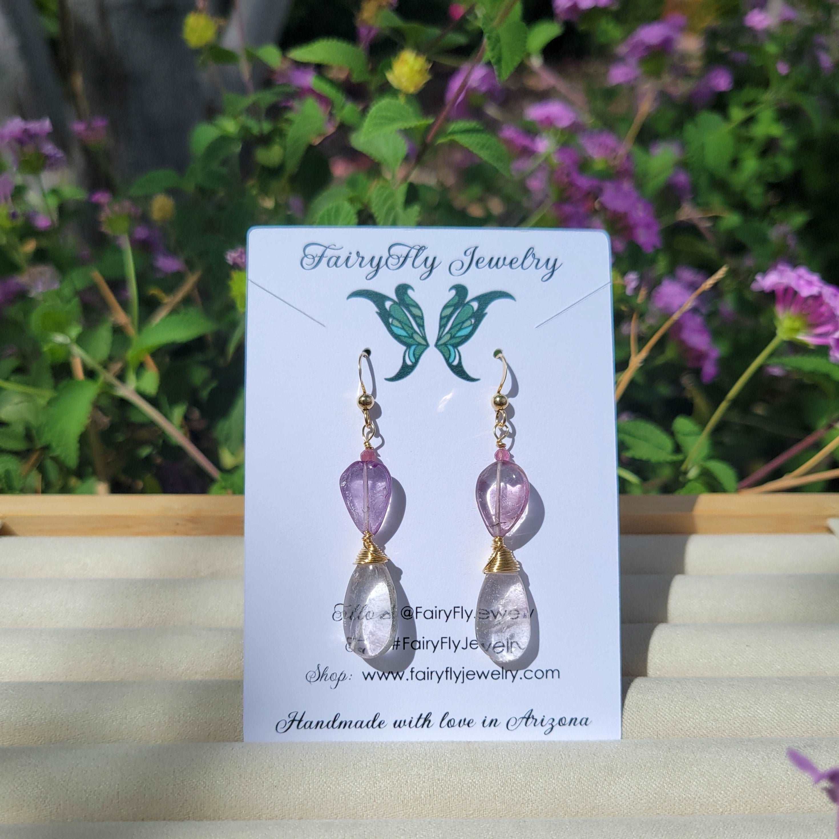 14k Gold-Filled Amethyst, Ametrine, & Pink Sapphire Earrings