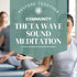 People participating in theta wave sound meditation with text overlay.