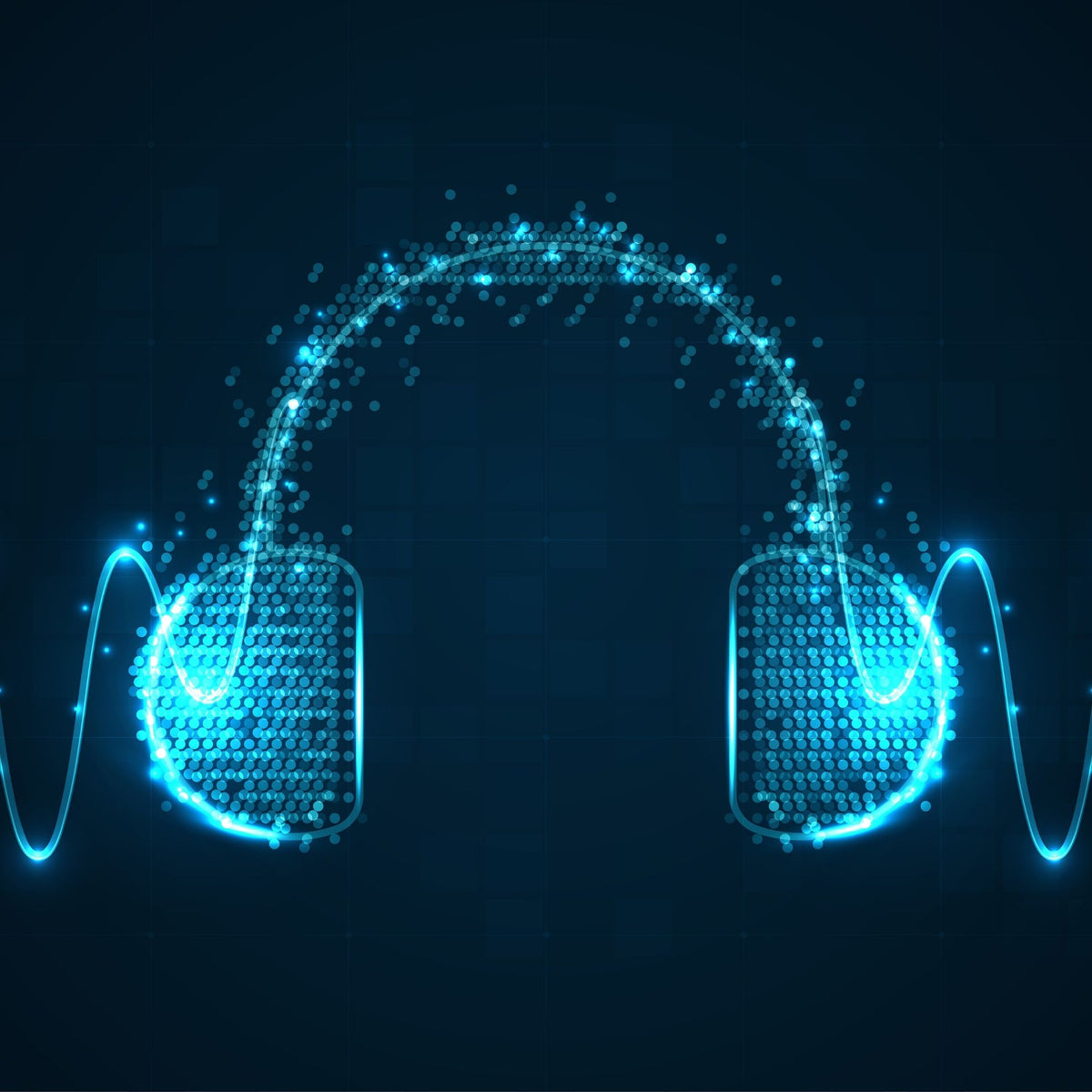 Image of headphones with digital display composition highlighting the benefits of vibroacoustic experiences.